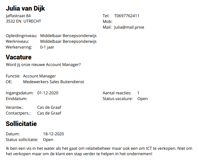 Sollicitant (rapport t.b.v. InSite) (Profit)