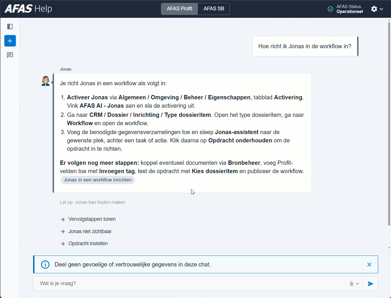 Hoe werkt Jonas in het Help Center (Chats delen)