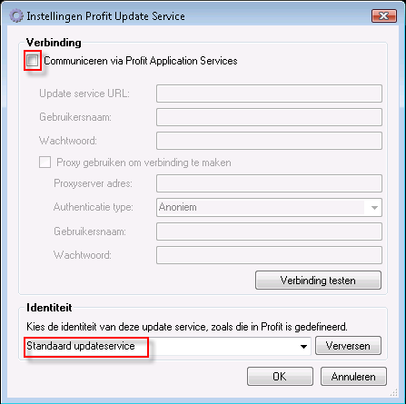 2G_Profit Udpate Service configureren