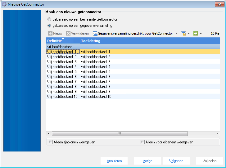 App_Cnr Getconnector op basis van vrij bestand toevoegen