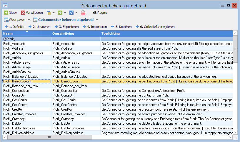 App_Cnr GS GetConnector - Meegeleverde GetConnectoren (Profit 2016)