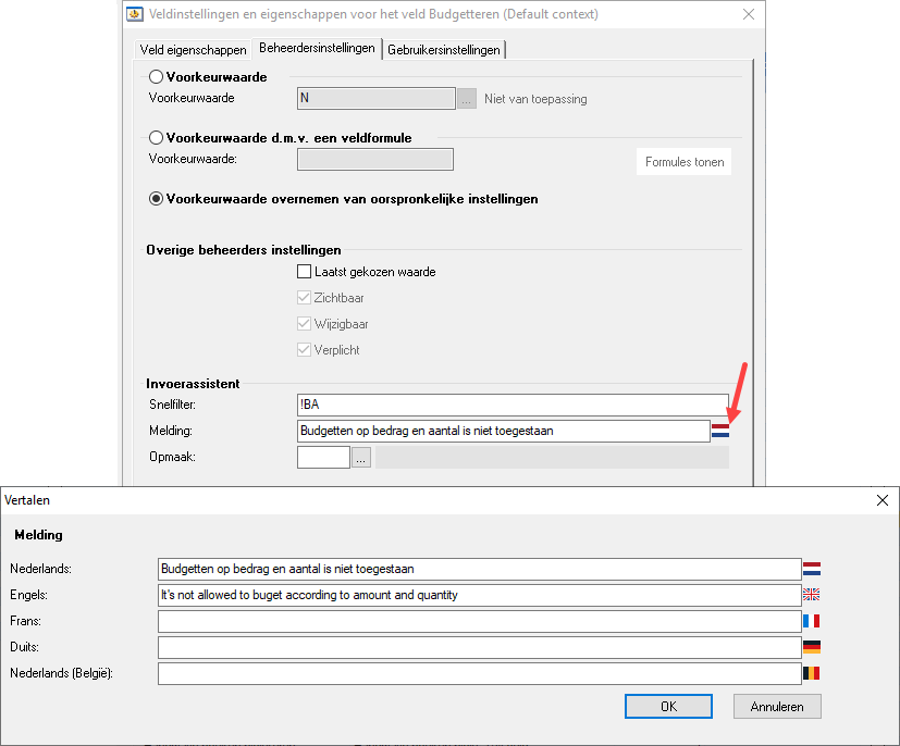 App_Veldinstellingen invoerassistent