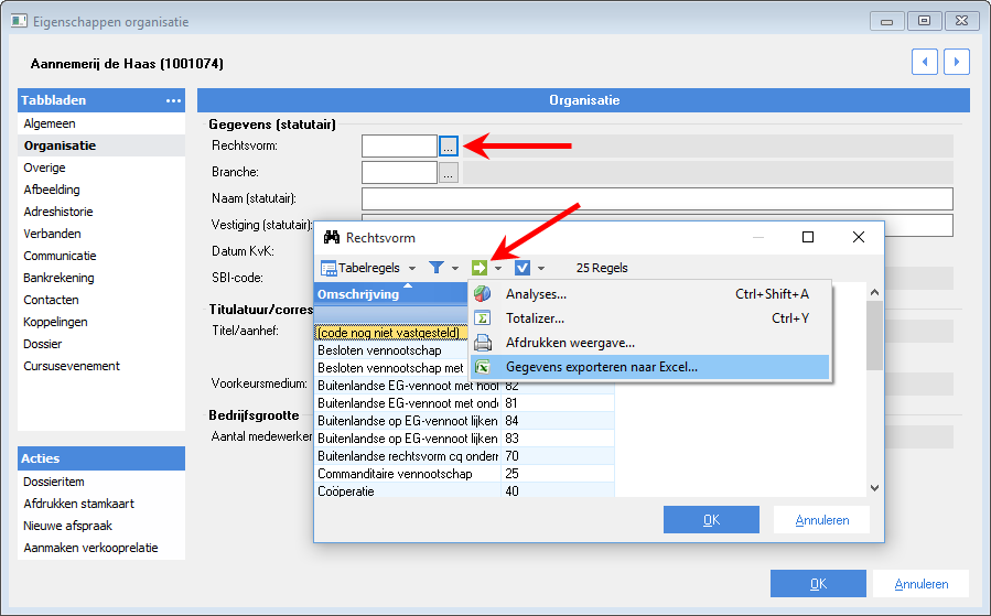 App_Vrije tabel aanpassen of importeren - export