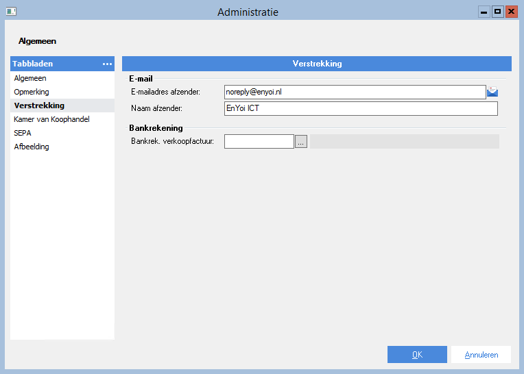 Fin_Administratie voor eVerbinding inrichten