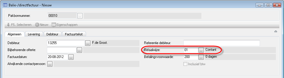 Sales_Journaliseren balie-/directfactuur