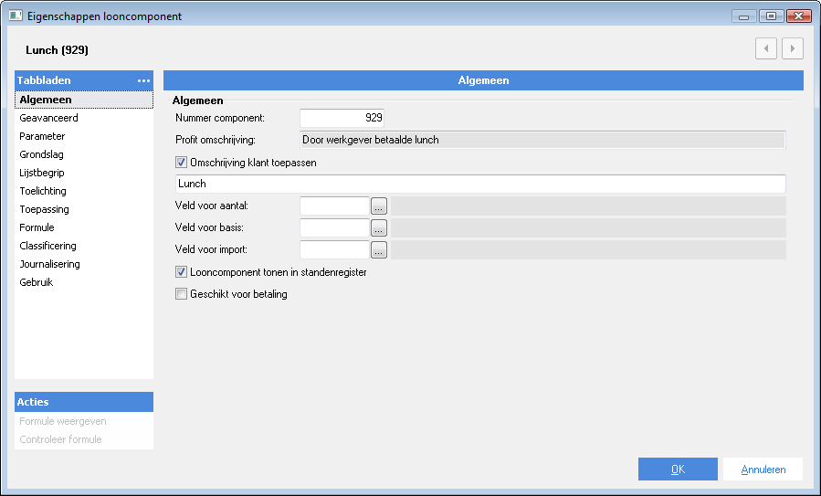 Pay_Extern nummer looncomponent