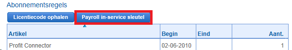Payroll in Service sleutel inlezen (Sleutel)