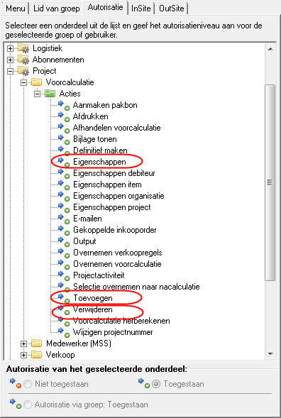 Pro_Voorcalculatie autoriseren