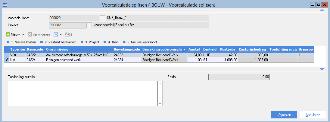 Pro_Voorcalculatieregels in werkbegroting splitsen (10)