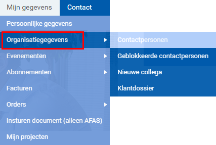 Str_Contactpersonen raadplegen in AFAS Klantportal - menu
