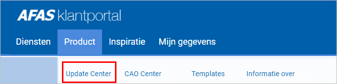 Str_Klantportal menu Update Center